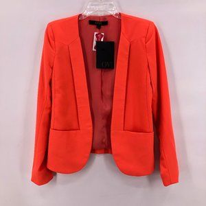 NWT-OVI orange collarless open front blazer